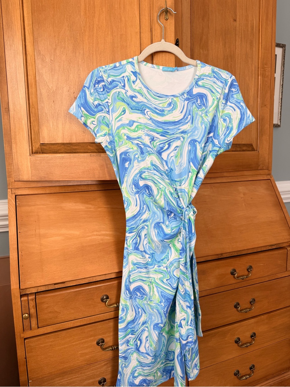 J.McLaughlin Elora Marblehead Swirl Side-Tie Dress S Catalina Cloth